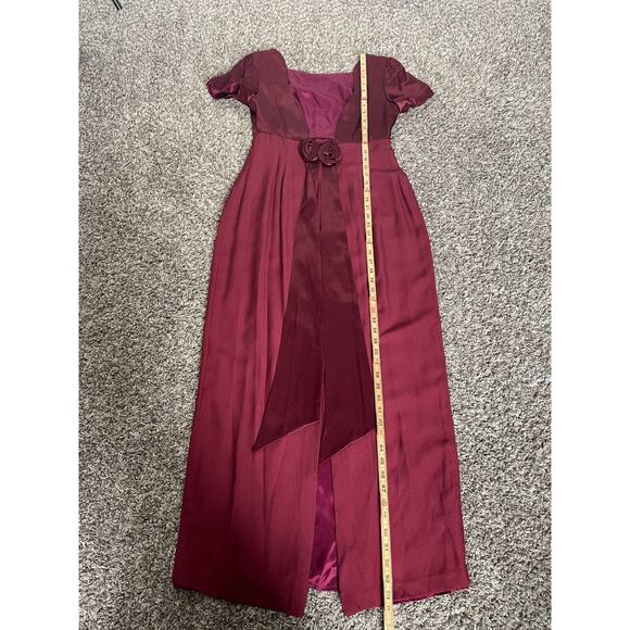 Vintage Formal Dress Small Med Burgundy Maroon Regency Bridgerton Coquette Prom - Picture 14 of 16